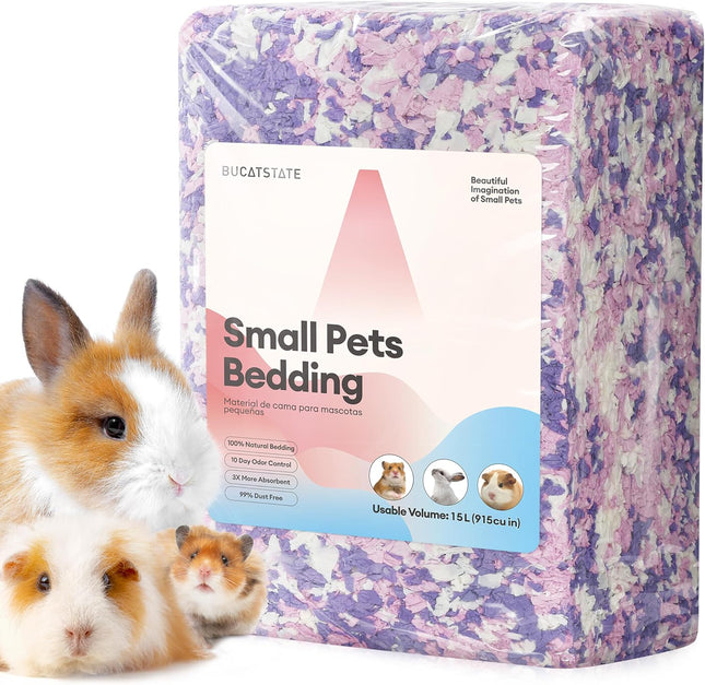 BUCATSTATE Hamster Bedding 15L, 99% Dust-Free and Odor Control Guinea Pig Bedding, Natural Paper Rabbit Bedding for Cages Rat Syrian Dwarf Hamster Hedgehog (Lavender)