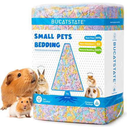 BUCATSTATE Hamster Litter, 15 L, Really 99.9% Dust-Free Paper Bedding for Rodents with Odour Control, Small Animal Litter, Dwarf Hamster Litter for Mice, Gerbils, Rats (Party Confetti)